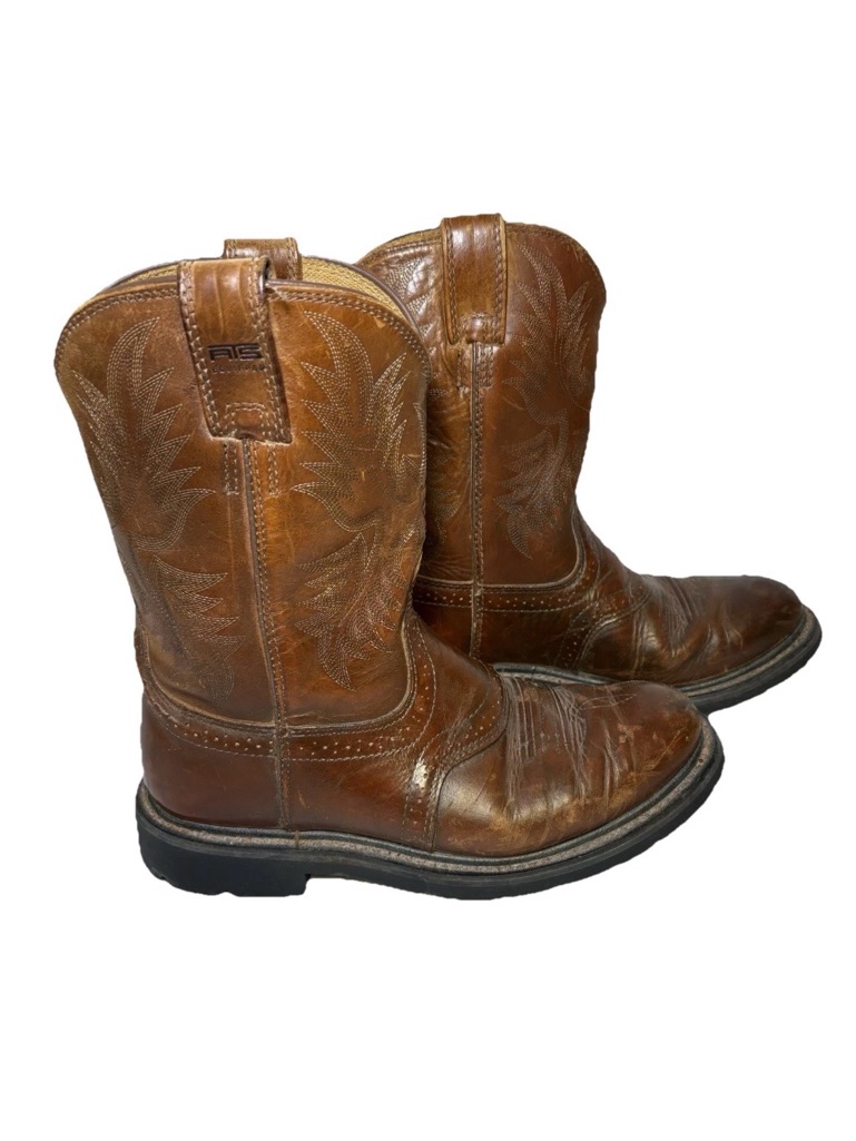 Ariat Sierra Saddle Western Work Boots Mens 8.5d Brown Leather Slip Resistant